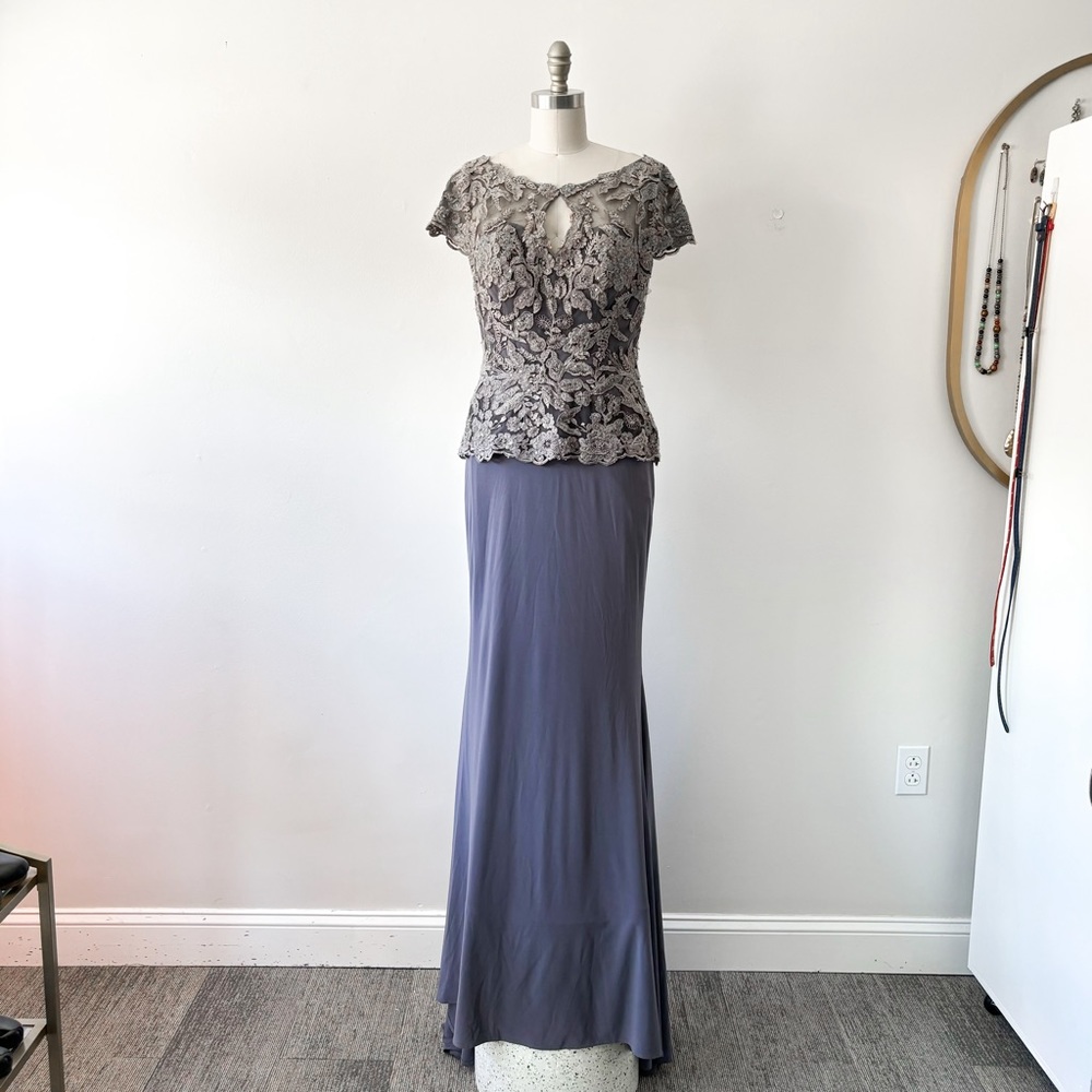 LAST CHANCE Montage • MOB Dress w/ Lace Peplum Bodice • 8